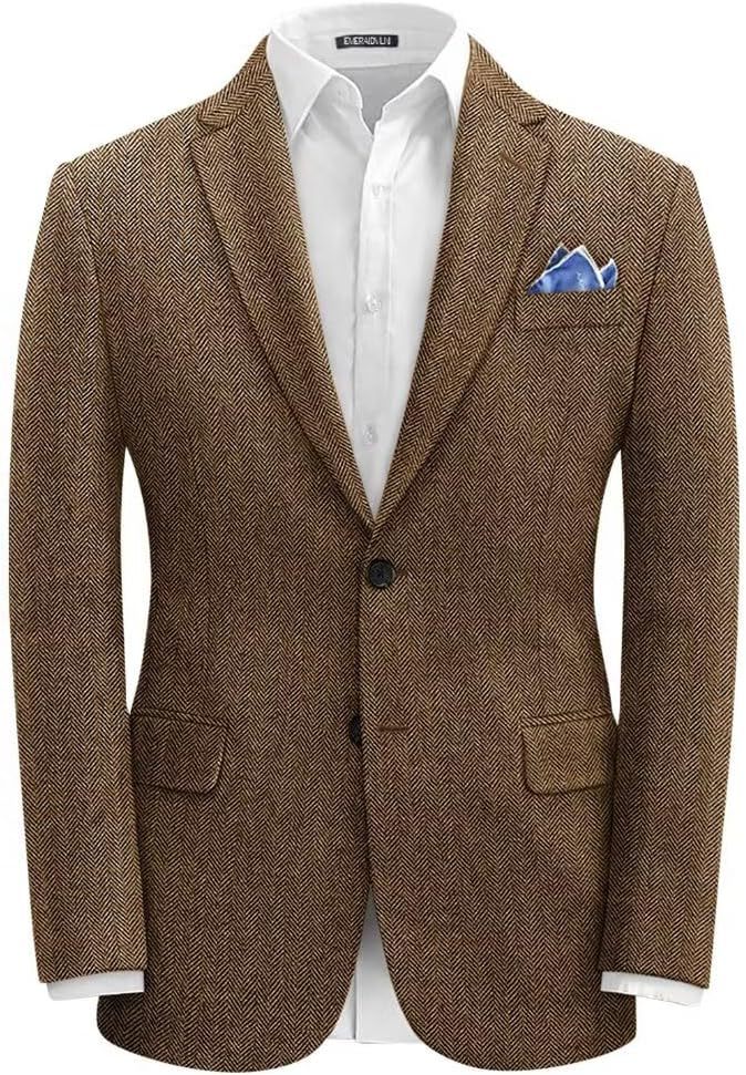 British-style Men's Suit Single-breasted Jacket Herringbone