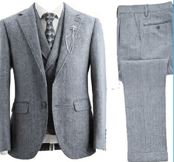 New Men's Suit Casual Three-piece Suit