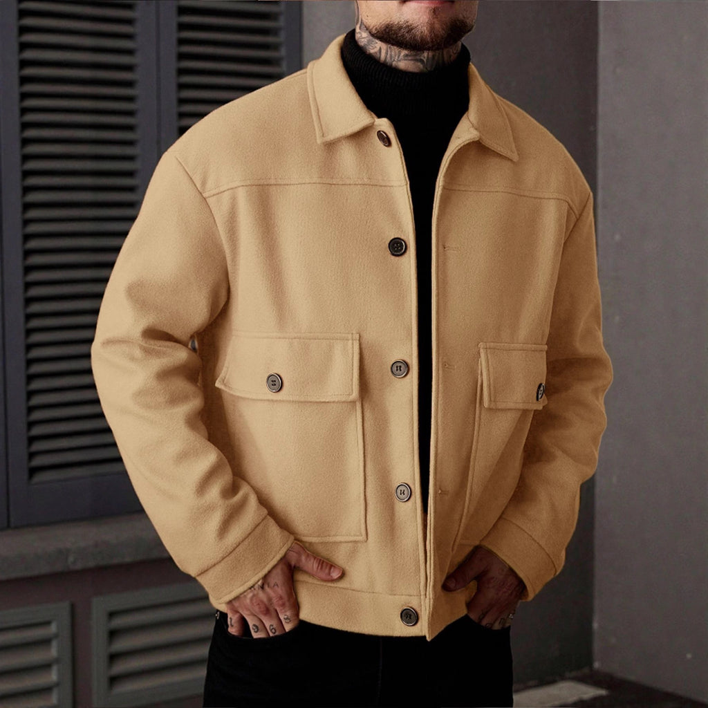 Men's Lapel Jacket Workwear Style Short Top