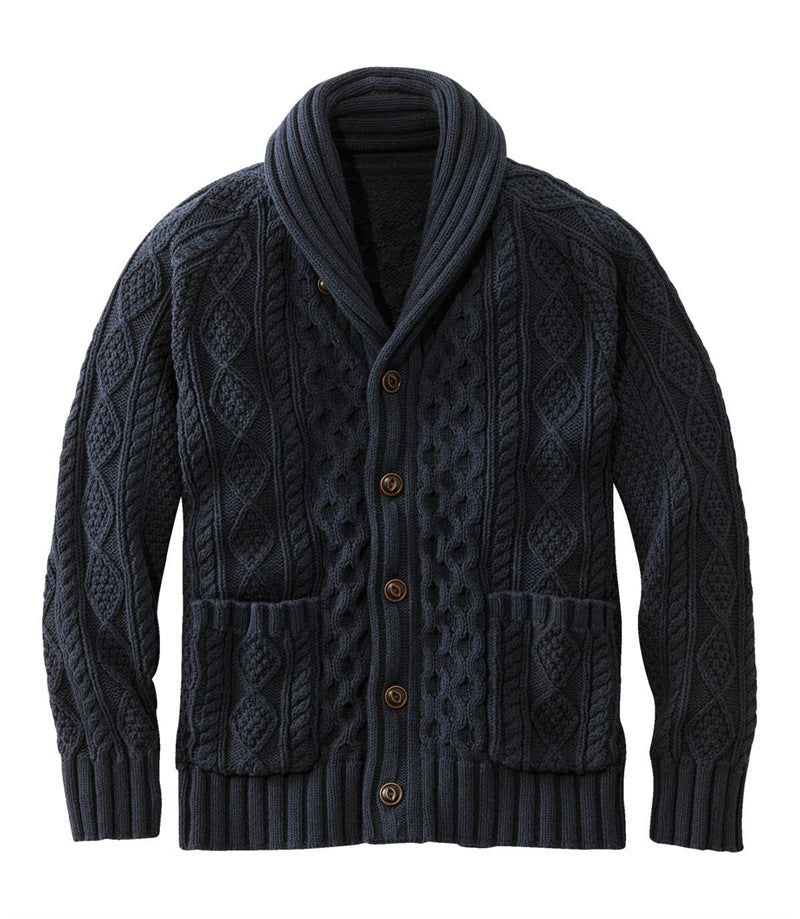 Knitted Lapel Cardigan Casual Sweater For Men