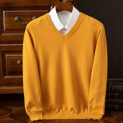 Knitted Sweater V-neck Men's Pullover Base Shirt