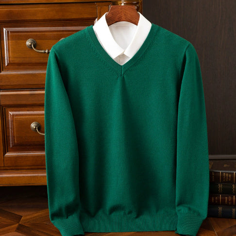 Knitted Sweater V-neck Men's Pullover Base Shirt