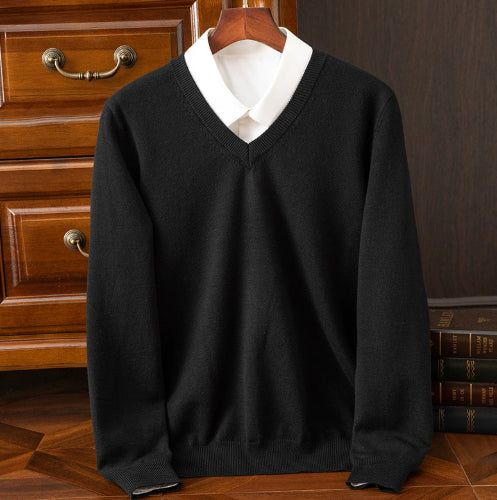 Knitted Sweater V-neck Men's Pullover Base Shirt