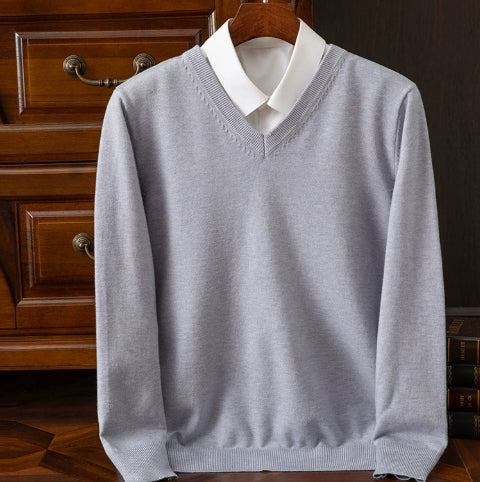 Knitted Sweater V-neck Men's Pullover Base Shirt