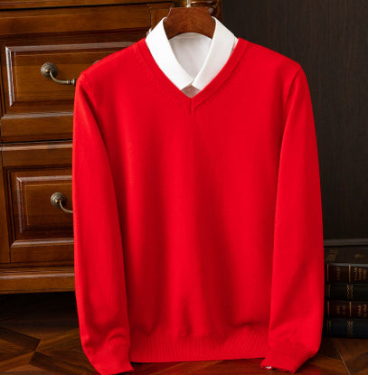 Knitted Sweater V-neck Men's Pullover Base Shirt