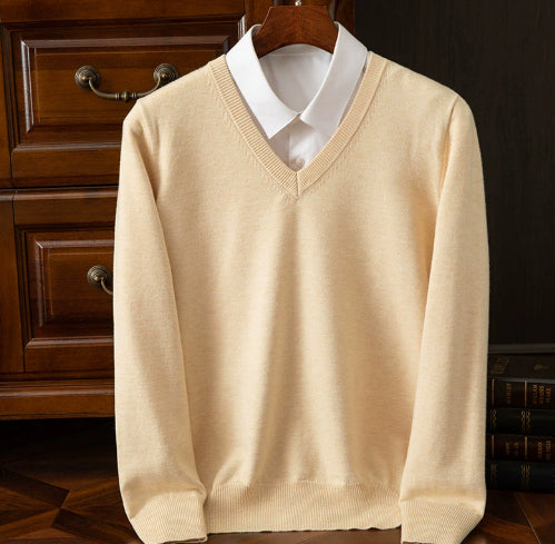 Knitted Sweater V-neck Men's Pullover Base Shirt