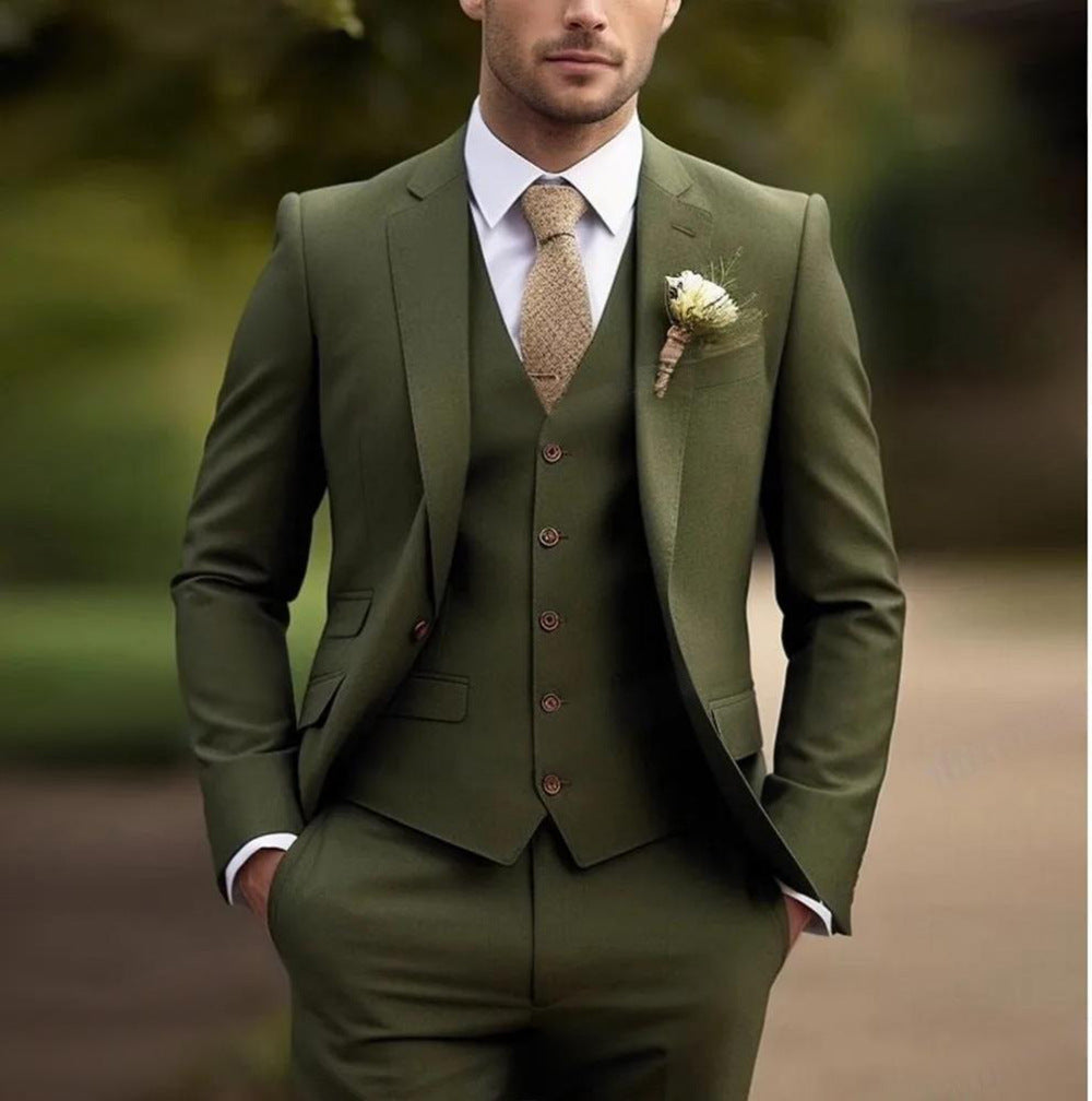 Men's Three-piece Suit Solid Color High Sense