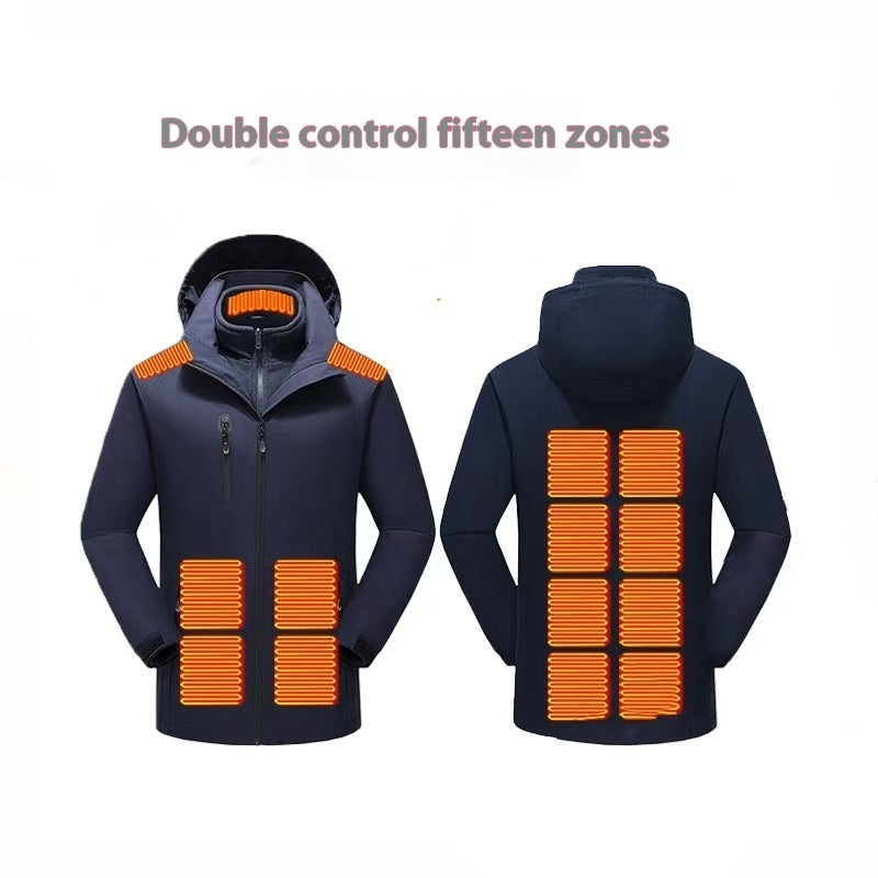 Dual Control Zone 15 Intelligent Heating Shell Jacket Winter Outdoors Mountaineering Cold Protection Warm Coat Jacket