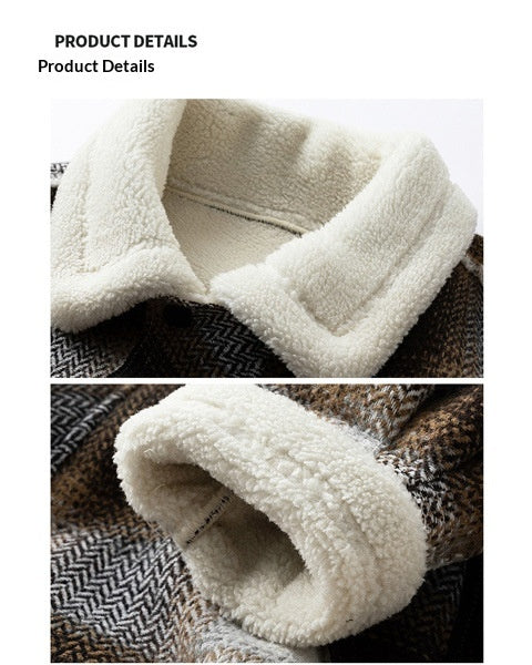 Men's Short Wool Wave Casual Jacket