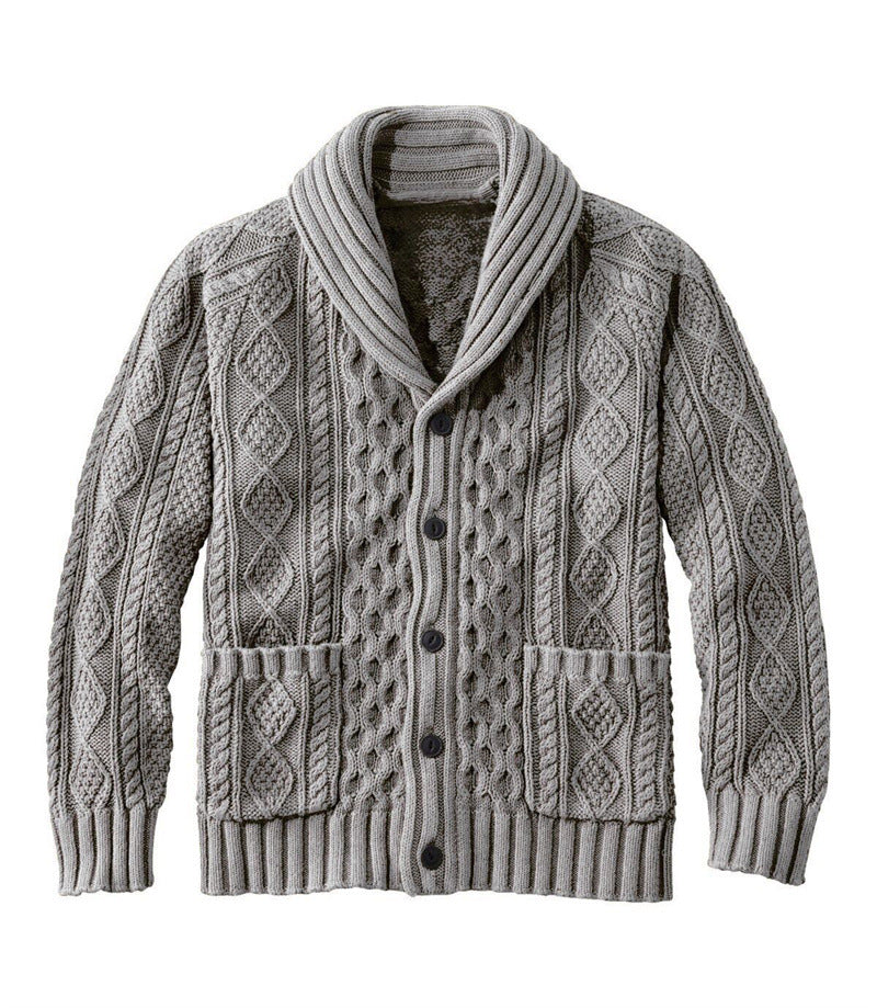 Knitted Lapel Cardigan Casual Sweater For Men