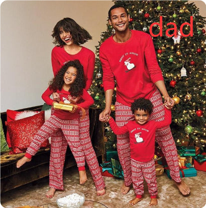 Christmas Letter LET IT SNOW Printed Christmas Parent-child Outfit Family