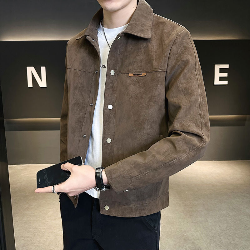 Suede Lapel Spring Men's Jacket