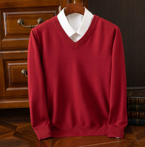 Knitted Sweater V-neck Men's Pullover Base Shirt