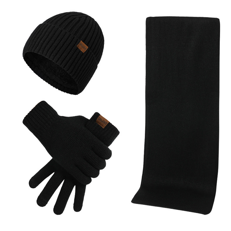 Thermal Knitting Hat Scarf And Gloves Three-piece Set