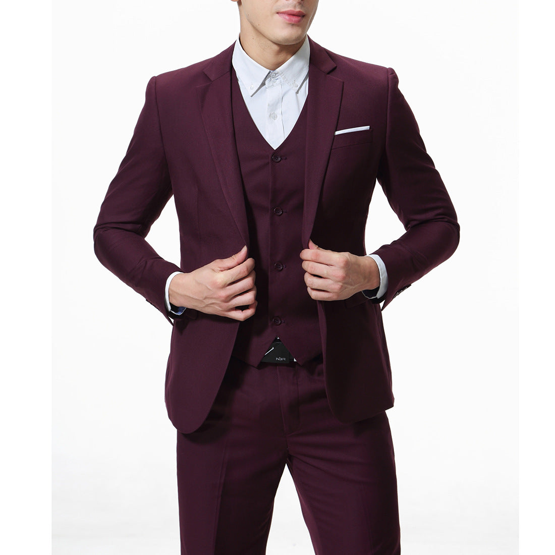 Men's Solid Color Casual Business Casual Three-Piece Suit