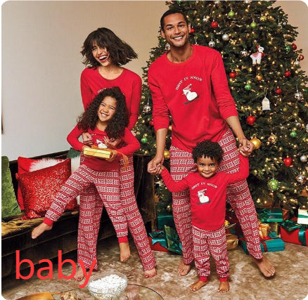 Christmas Letter LET IT SNOW Printed Christmas Parent-child Outfit Family