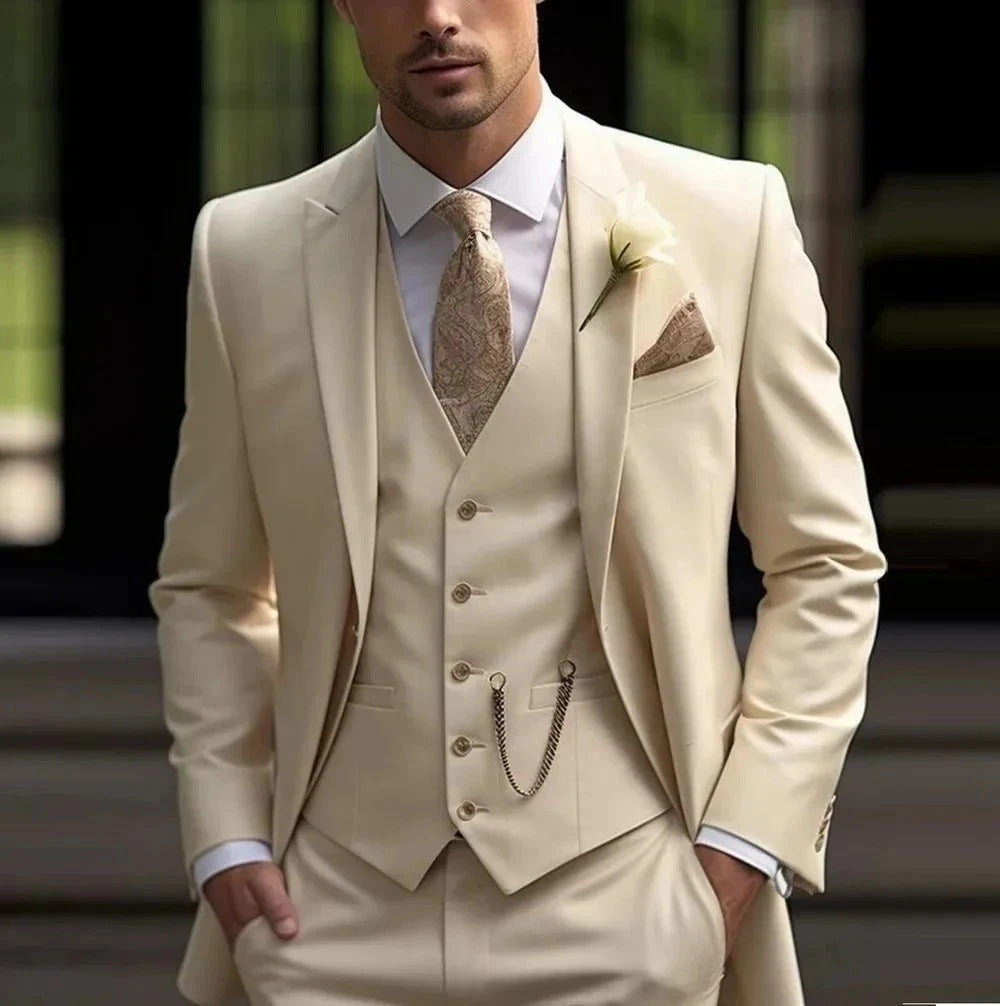 Men's Three-piece Suit Solid Color High Sense