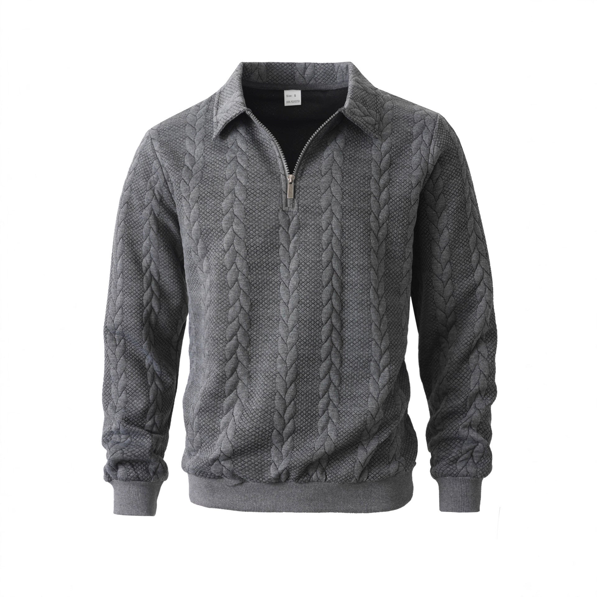 Men's Fashion Jacquard Lapel Long Sleeve Sweater