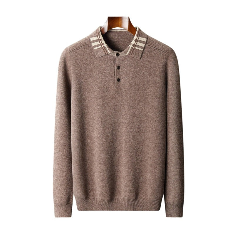 POLO Lapel Pullover Multicolor Casual Loose Cashmere Knitted Bottoming Shirt
