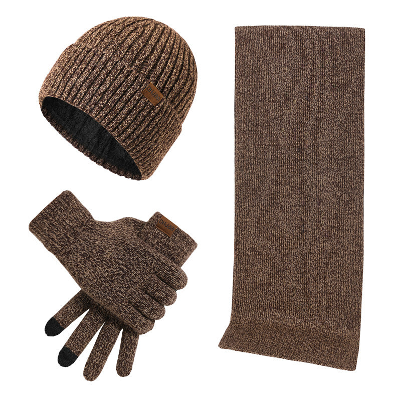Thermal Knitting Hat Scarf And Gloves Three-piece Set