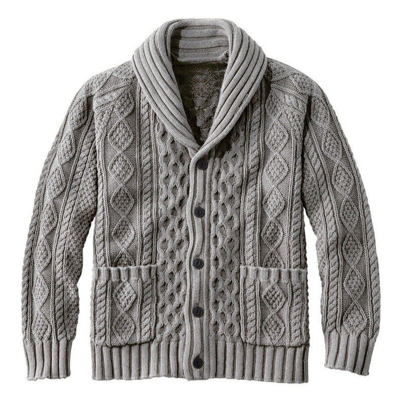 Knitted Lapel Cardigan Casual Sweater For Men