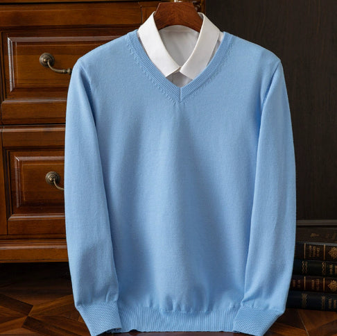 Knitted Sweater V-neck Men's Pullover Base Shirt