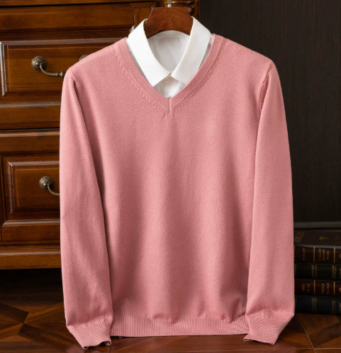 Knitted Sweater V-neck Men's Pullover Base Shirt
